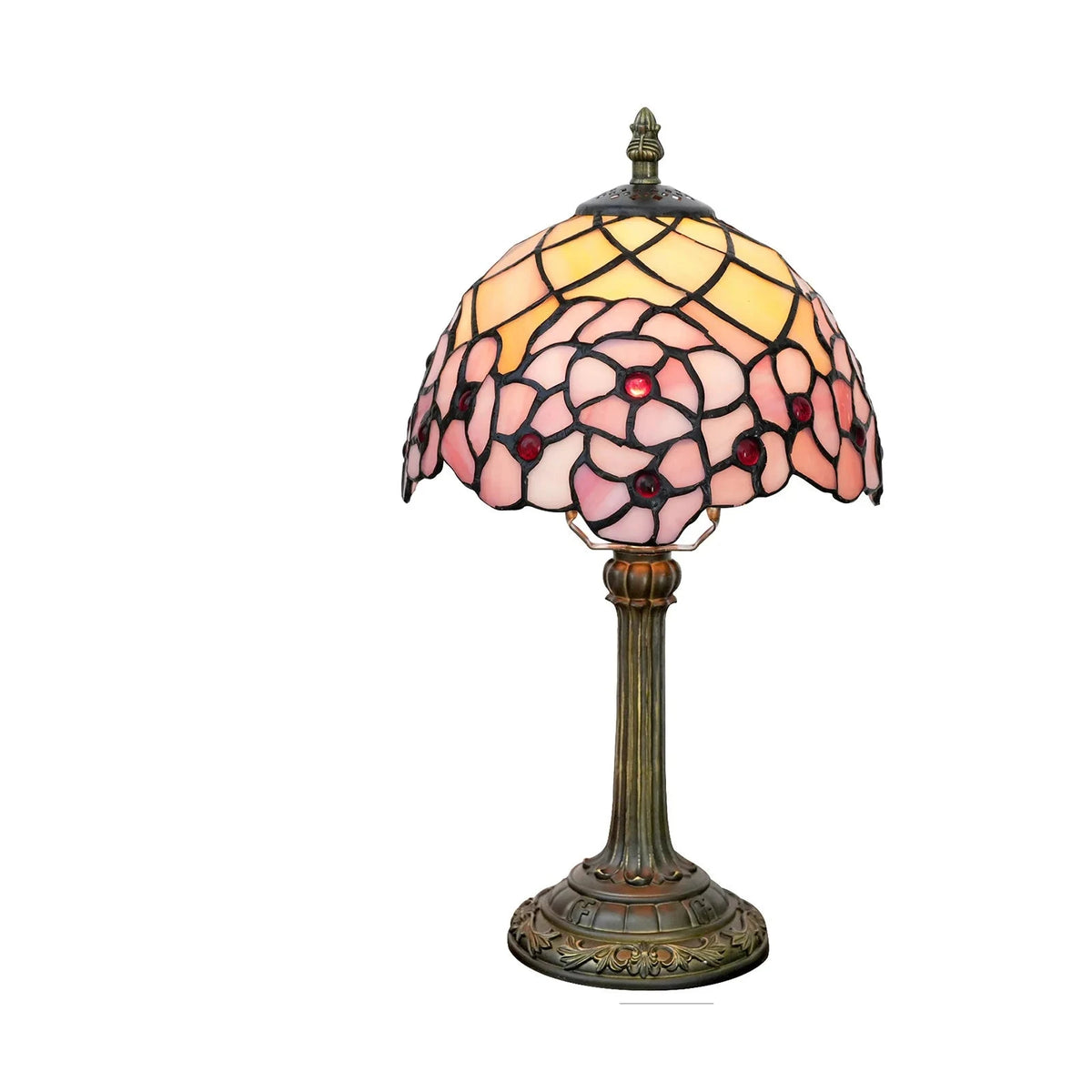 Lampe de chevet Tiffany en Verre Vitrail avec Motif - lampechevetdesign.com