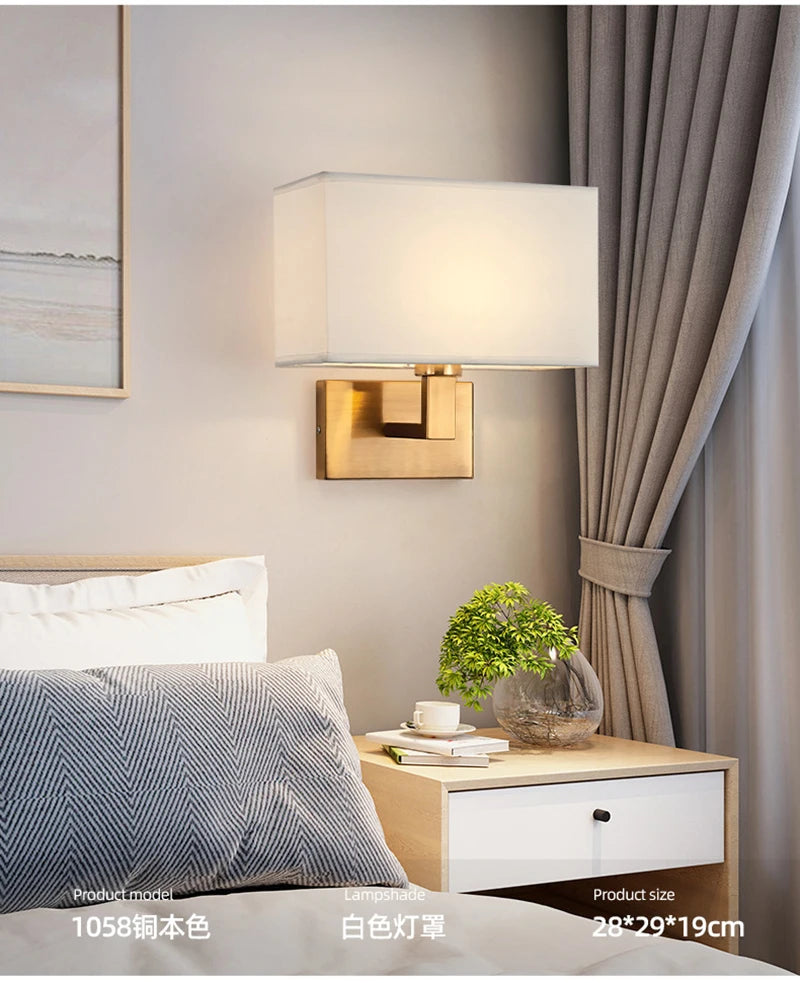 Lampe de chevet Murale avec Abat-Jour en Tissu