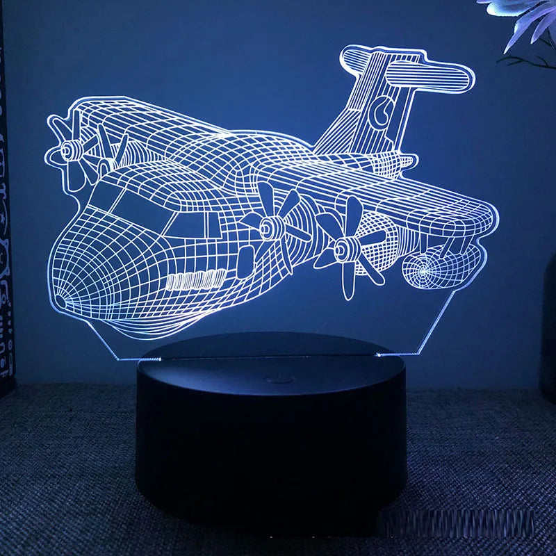 Lampe de chevet 3D LED Avion Bateau Fusée - lampechevetdesign.com