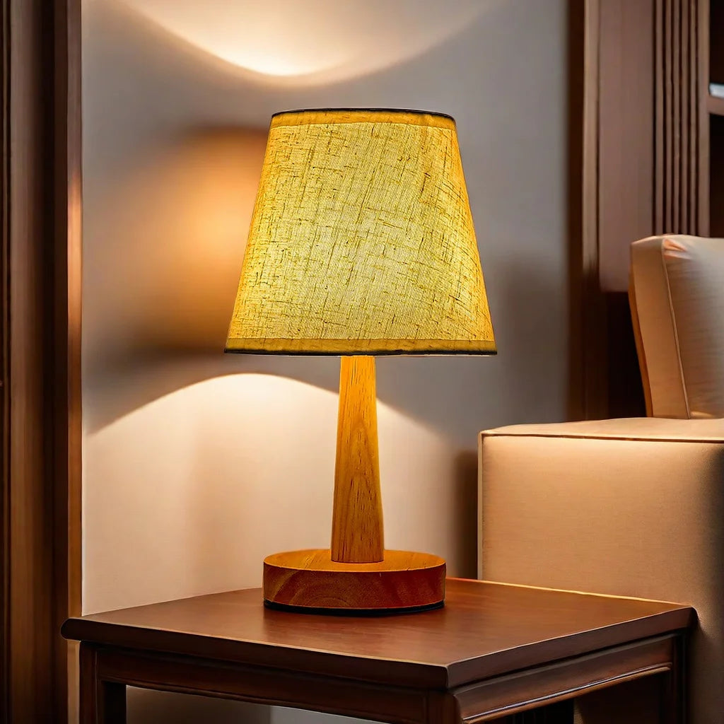 Lampe De Chevet Style Japonais Rétro En Bois - lampechevetdesign.com