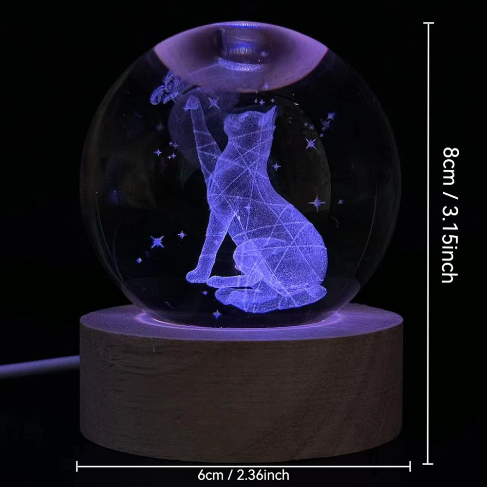 Lampe de chevet 3D Chat gravé au laser - lampechevetdesign.com
