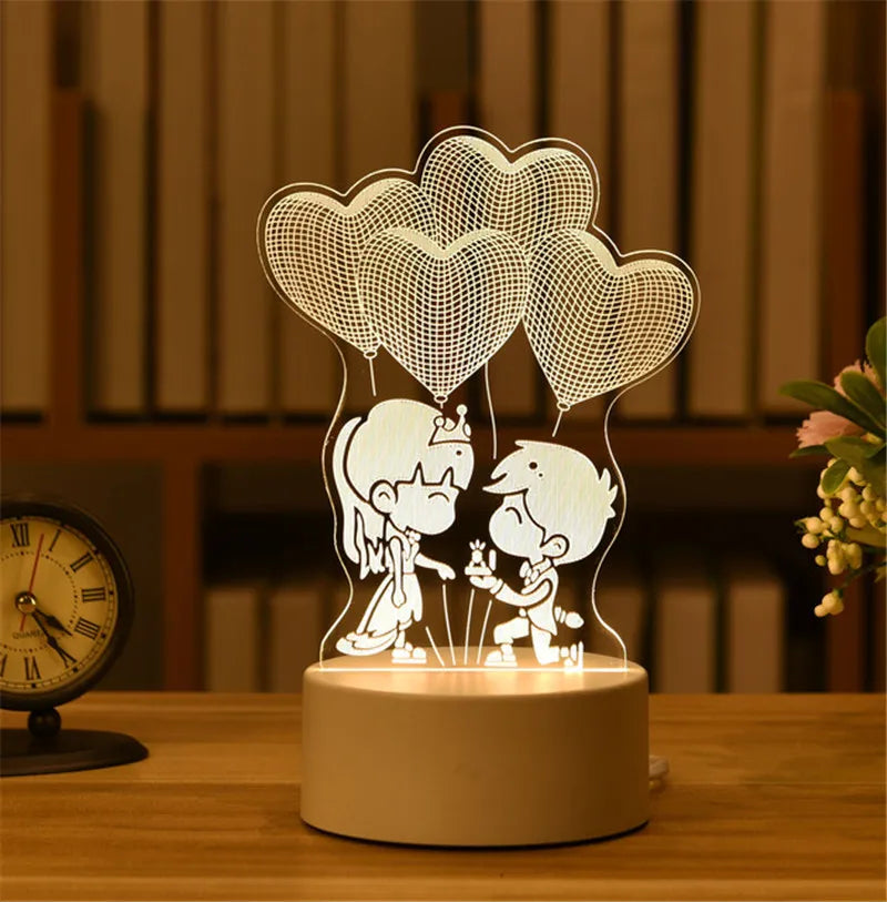 Lampe de chevet 3D LED Saint-Valentin - lampechevetdesign.com