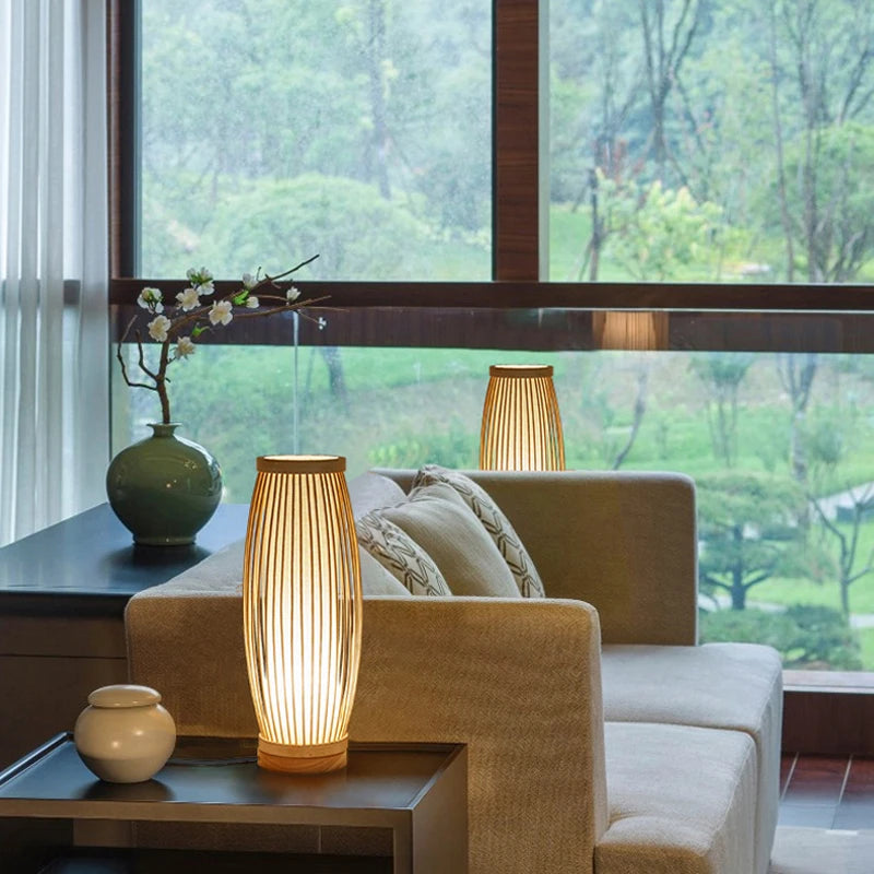 Lampe de Chevet Japonaise Zen en Bambou - lampechevetdesign.com