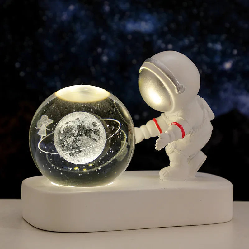 Lampe de chevet Astronaute Boule de Cristal - lampechevetdesign.com