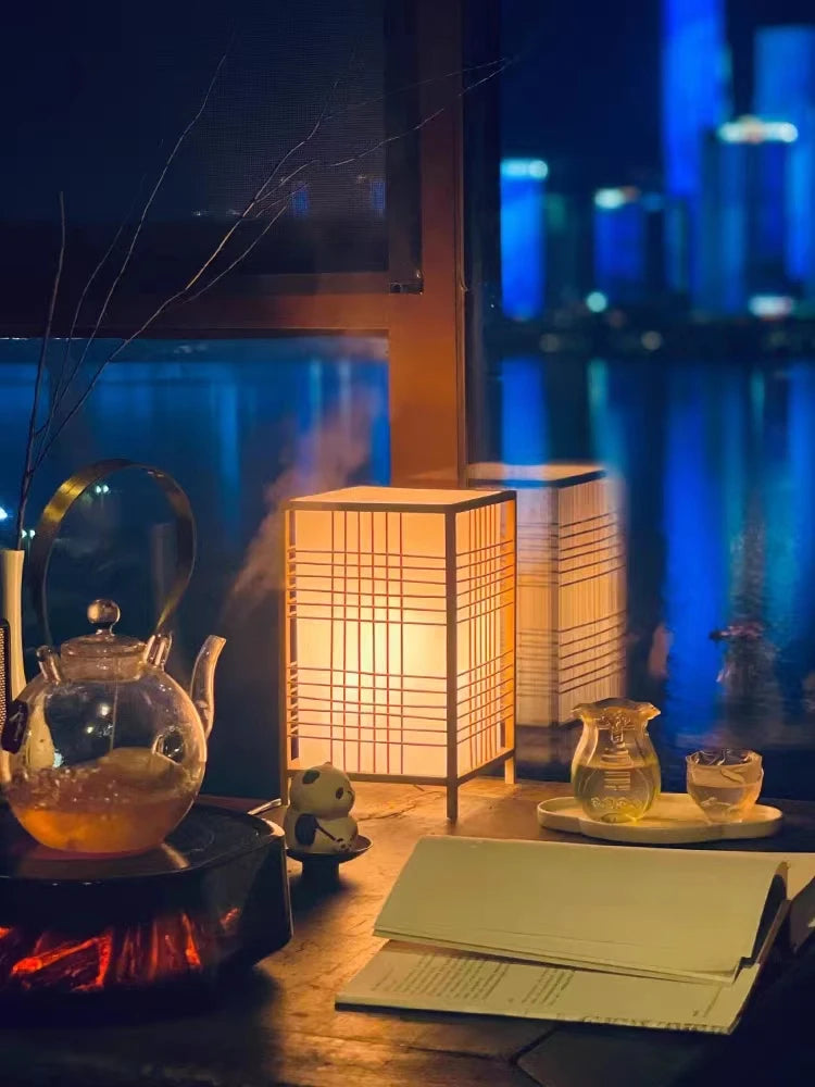 Lampe de Chevet Japonaise Zen en Bambou - lampechevetdesign.com