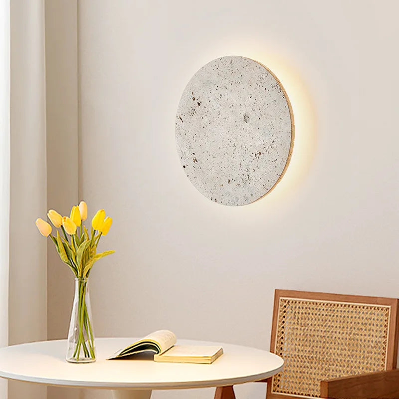 Lampe de chevet Murale en Pierre Naturelle Ronde - lampechevetdesign.com