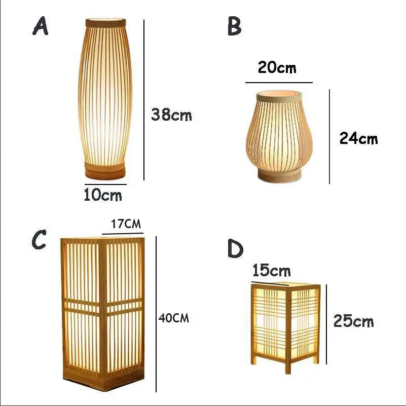 Lampe de Chevet Japonaise Zen en Bambou - lampechevetdesign.com