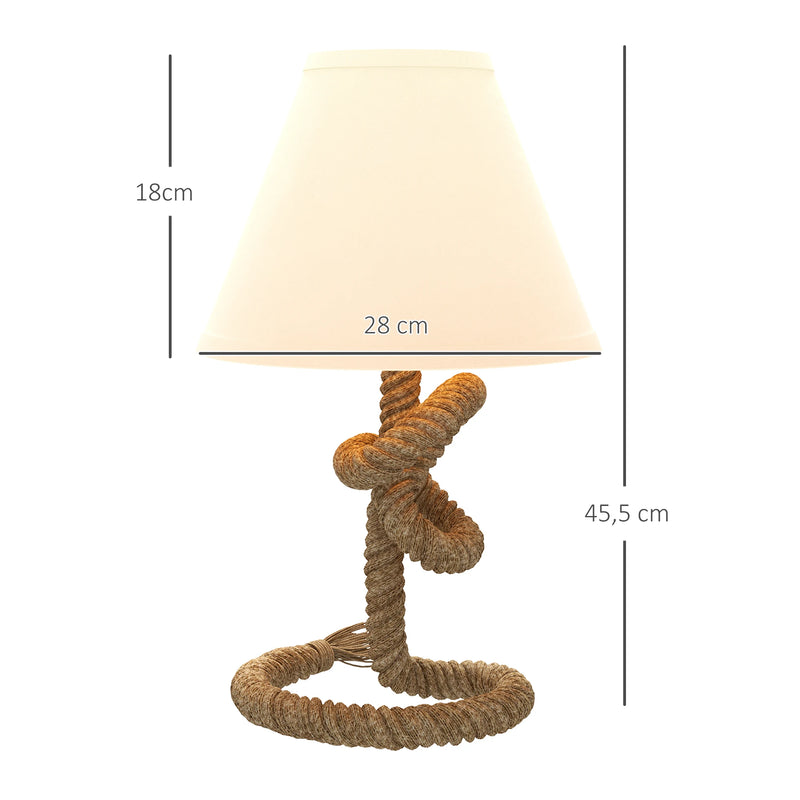 Lampe de Chevet Rustique Corde Abat-jour Tissu - lampechevetdesign.com