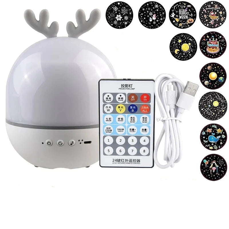 Lampe de chevet USB Projecteur Cerf - lampechevetdesign.com