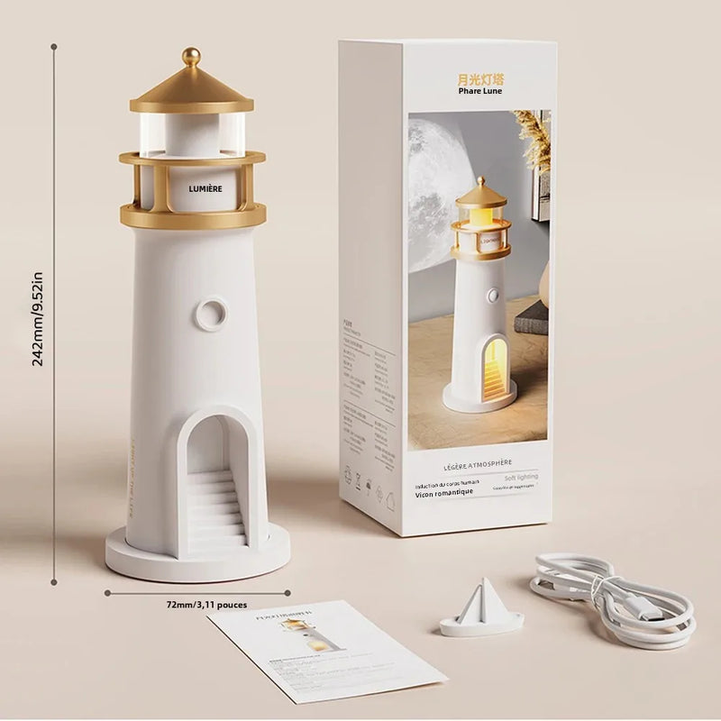 Lampe de Chevet Phare Lune Projection Bluetooth - lampechevetdesign.com