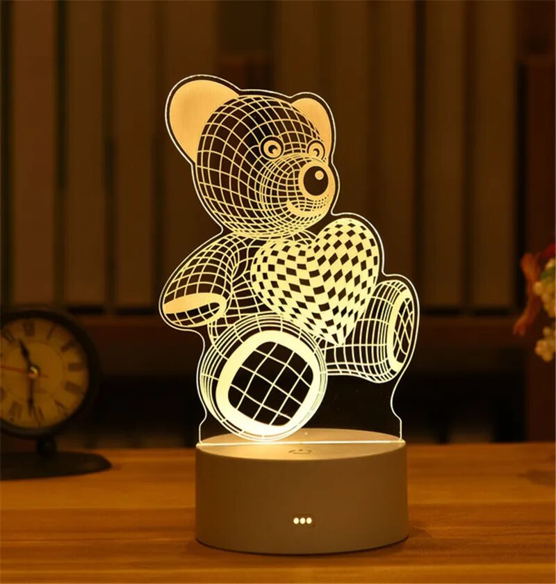 Lampe de chevet 3D LED Saint-Valentin - lampechevetdesign.com