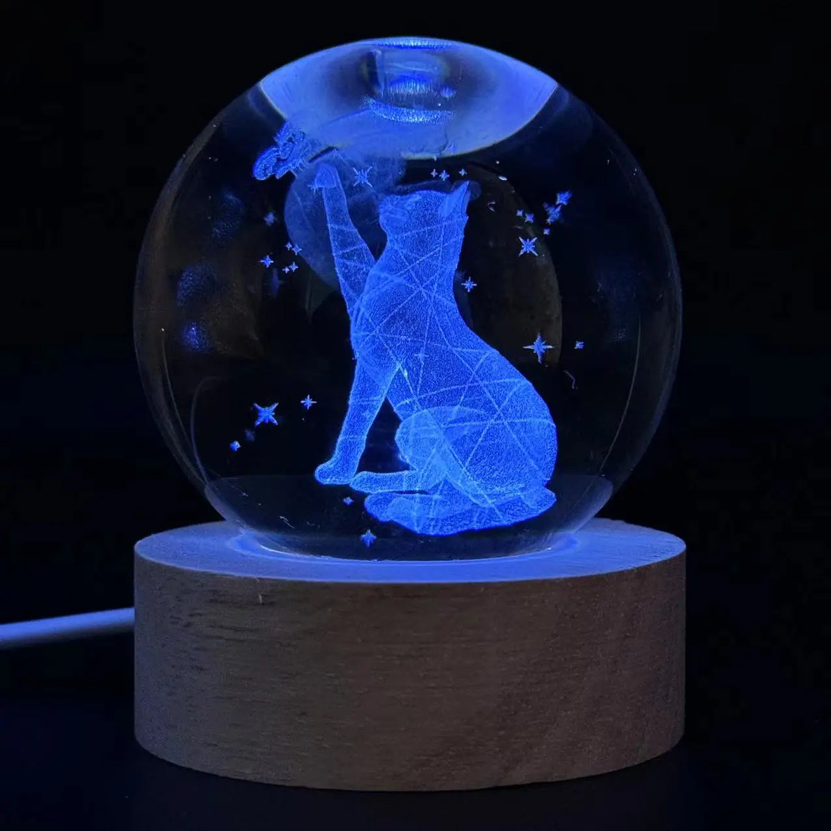 Lampe de chevet 3D Chat gravé au laser - lampechevetdesign.com