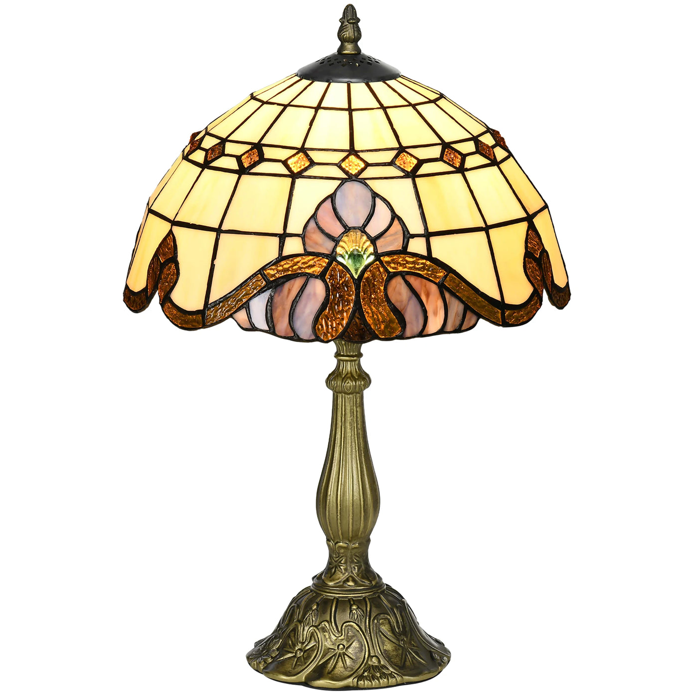 Lampe de Chevet Baroque Verre Coloré Fait Main - lampechevetdesign.com
