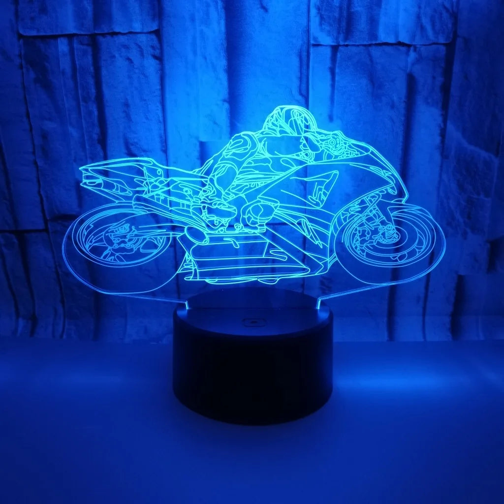 Lampe de chevet 3D Tactile Moto - lampechevetdesign.com