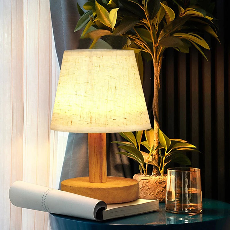 Lampe De Chevet Style Japonais Rétro En Bois - lampechevetdesign.com