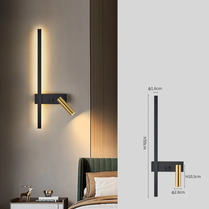 Lampe de Chevet Murale Luxueuse Élégante Noir et Or