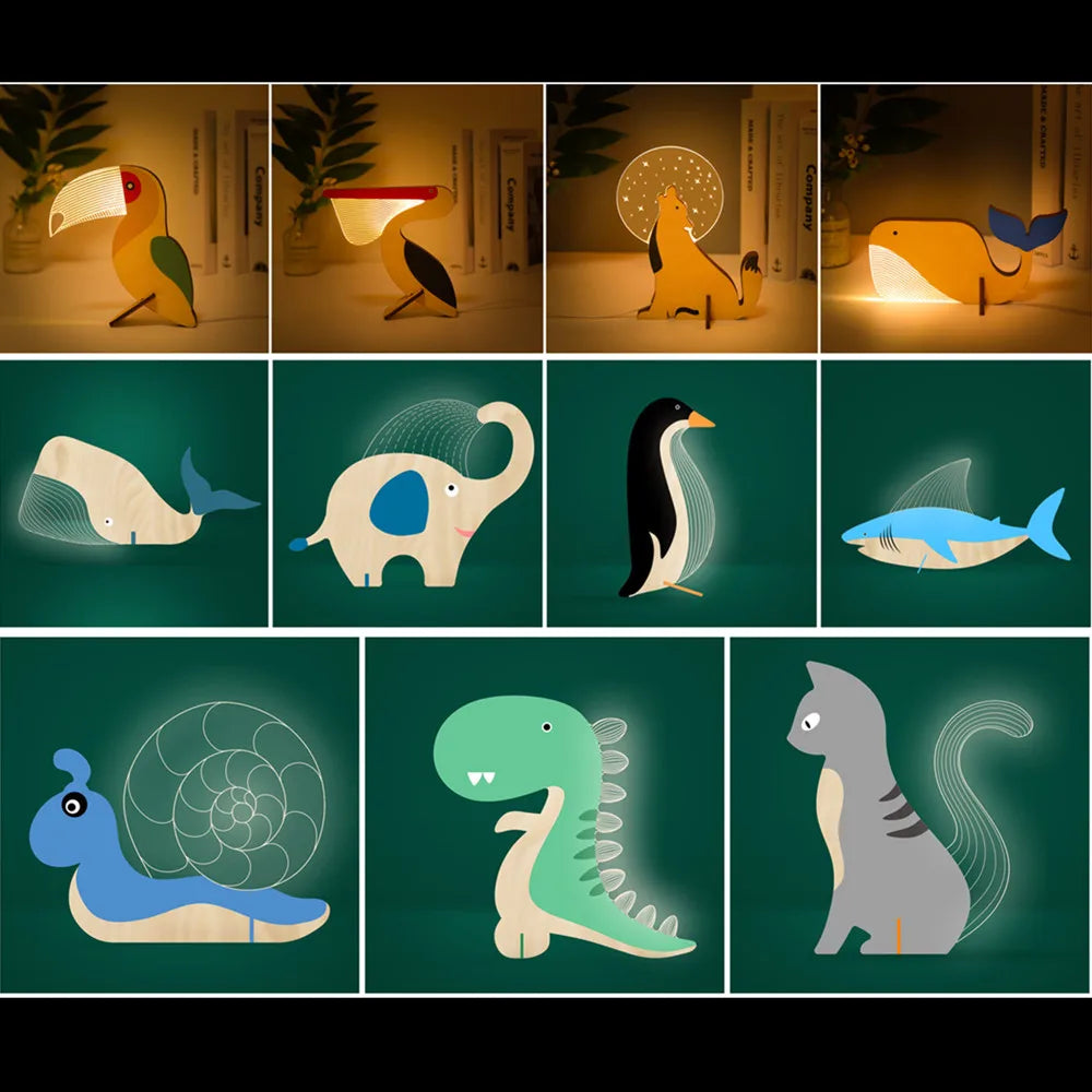 Lampe de chevet Bois Enfant Animaux - lampechevetdesign.com