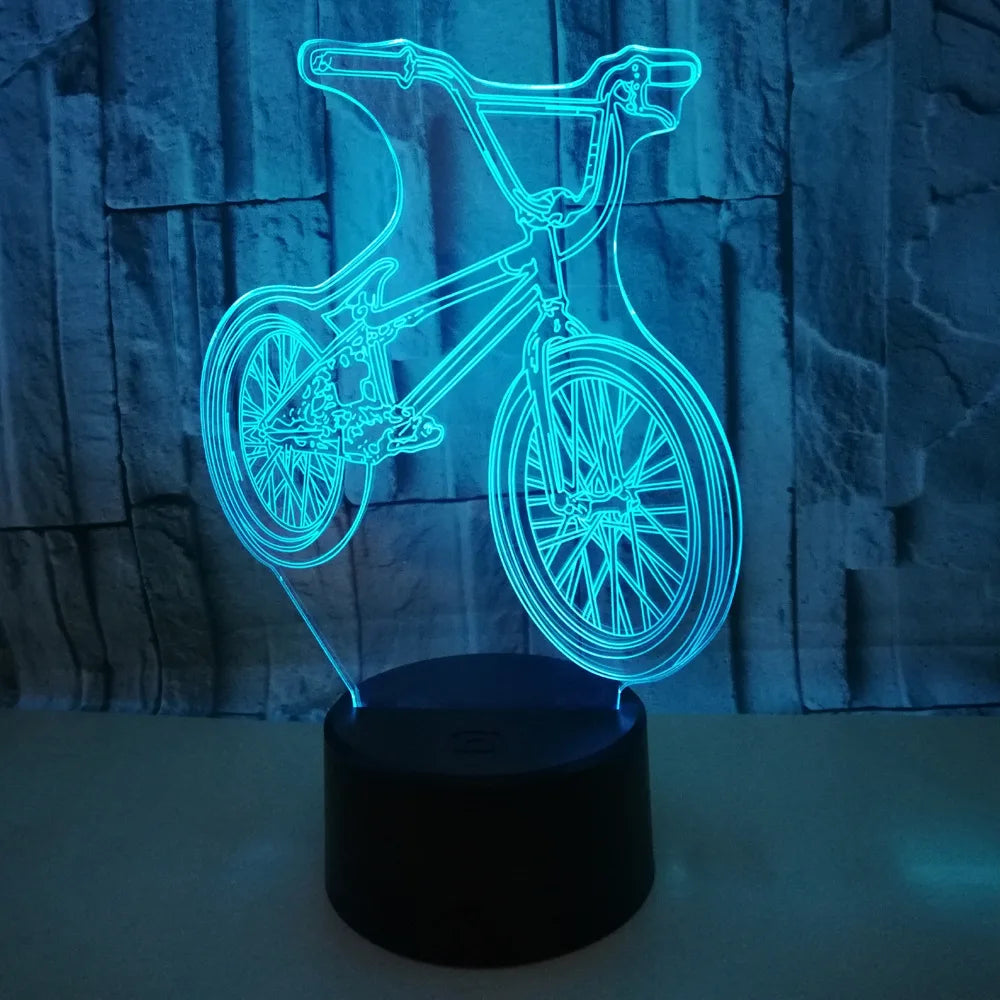 Lampe de chevet 3D Tactile Vélo - lampechevetdesign.com