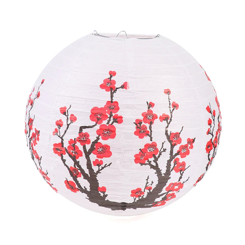Abat-Jour Lanterne Ronde en Papier Fleurs de Cerisier - lampechevetdesign.com