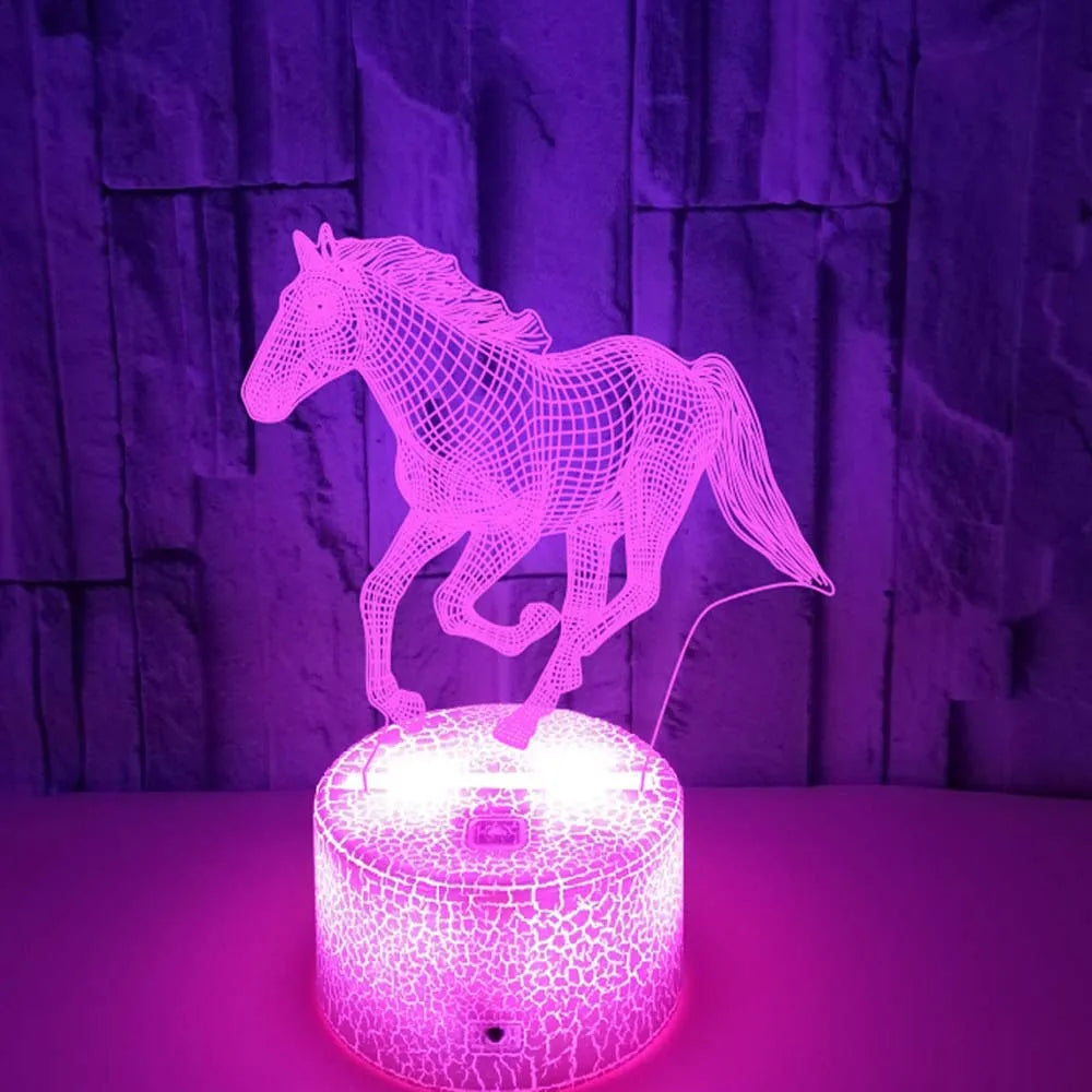 Lampe de chevet 3D LED Cheval - lampechevetdesign.com