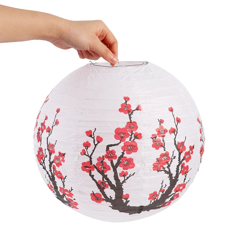 Abat-Jour Lanterne Ronde en Papier Fleurs de Cerisier - lampechevetdesign.com