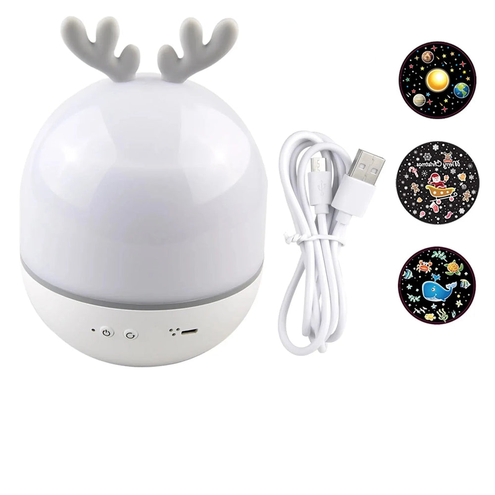 Lampe de chevet USB Projecteur Cerf - lampechevetdesign.com