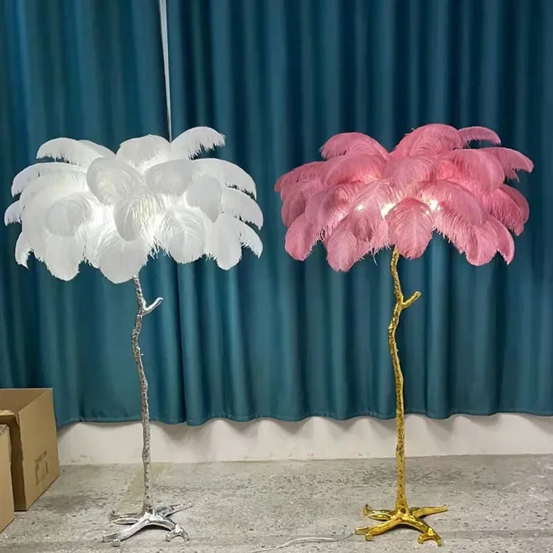 Lampe de Chevet à Plume sur Pied - lampechevetdesign.com