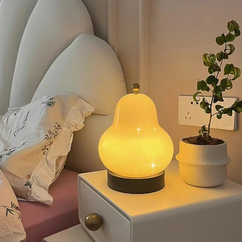 Lampe de Chevet en Verre Forme Poire Tactile 3 Modes