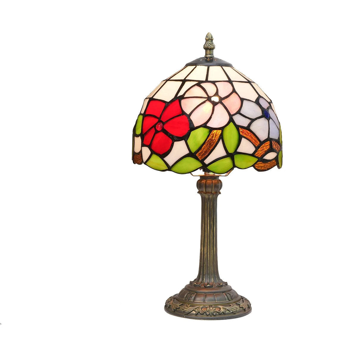 Lampe de chevet Tiffany en Verre Vitrail avec Motif - lampechevetdesign.com