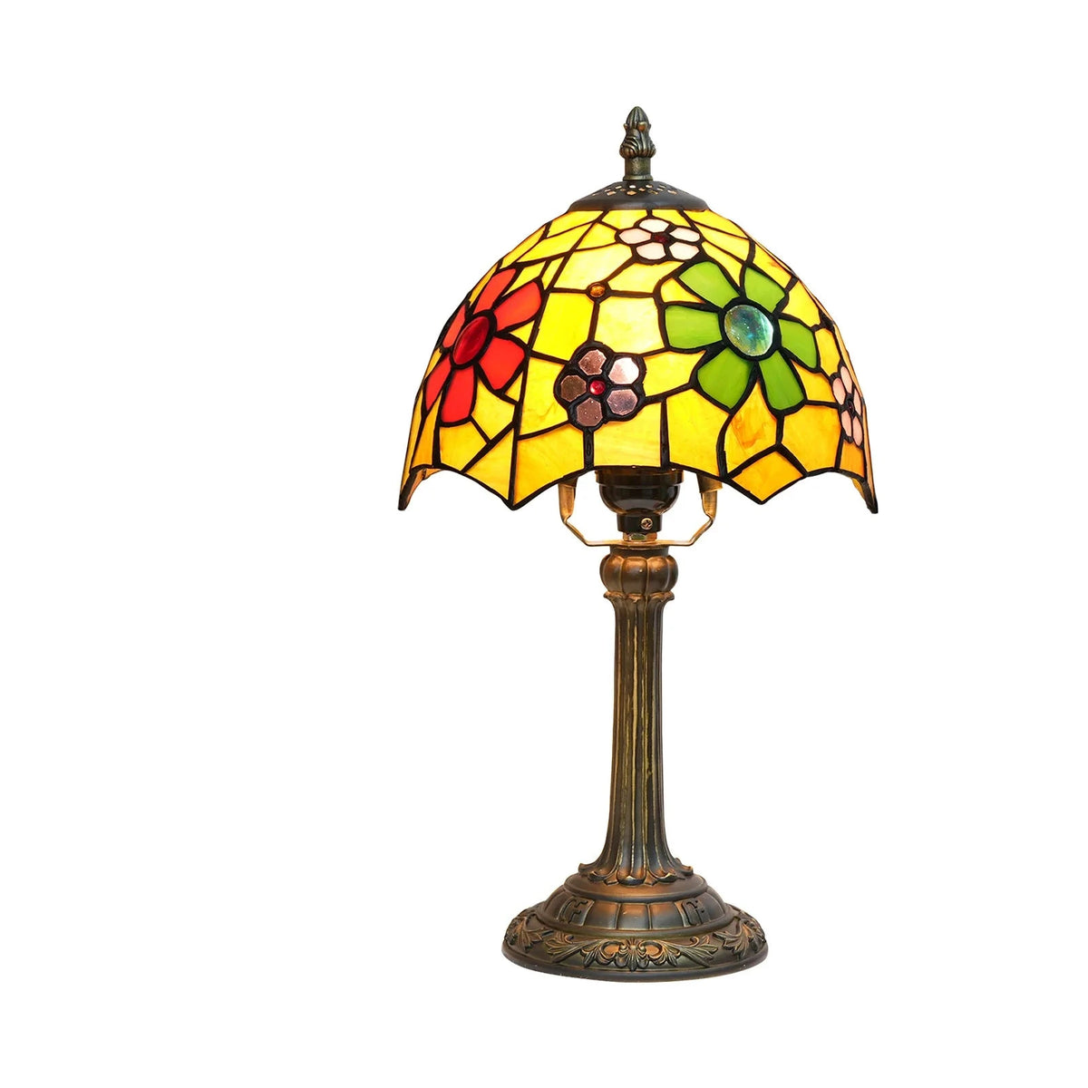 Lampe de chevet Tiffany en Verre Vitrail avec Motif - lampechevetdesign.com