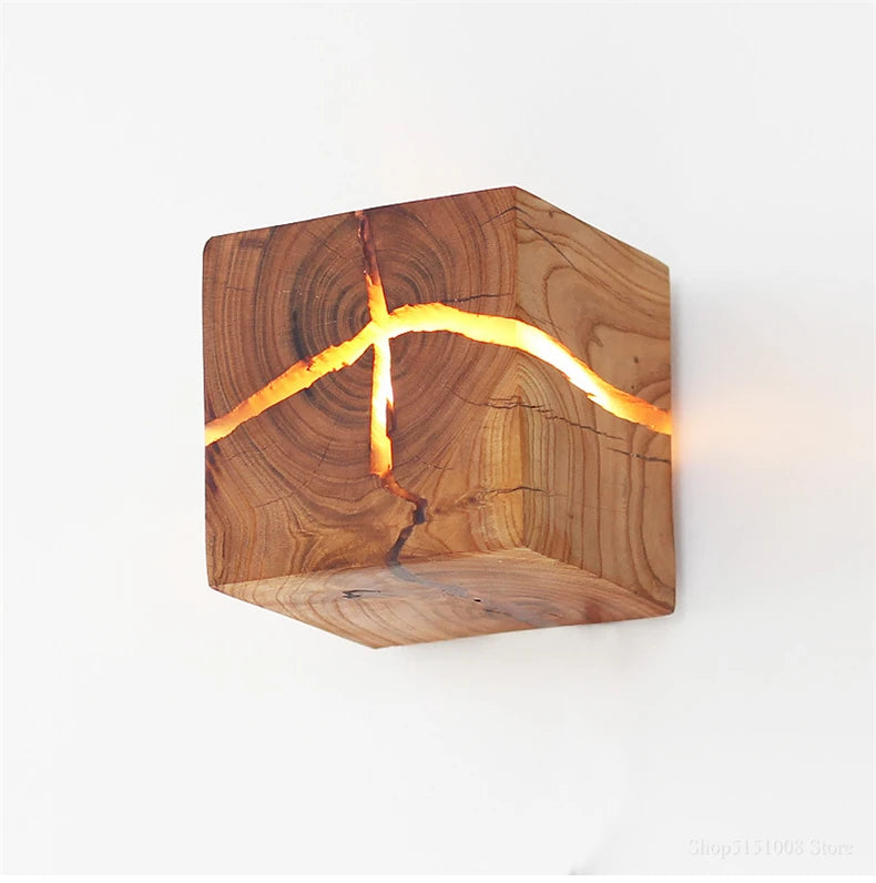 Lampe de chevet Murale Cube en Bois Moderne - lampechevetdesign.com
