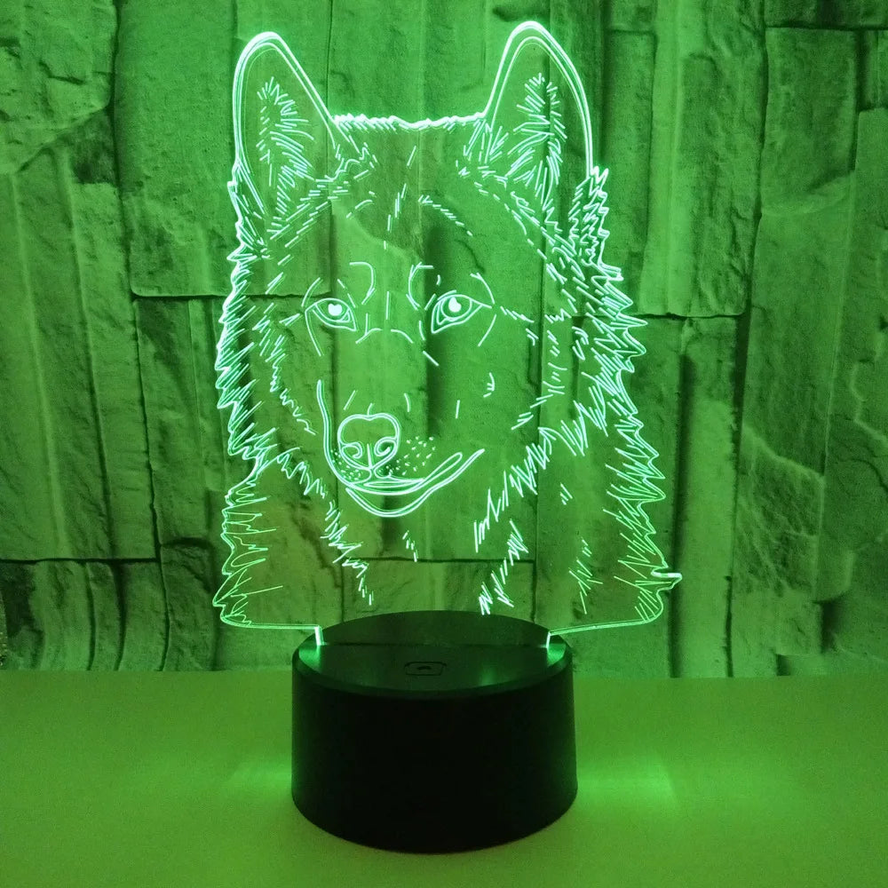 Lampe de Chevet Loup de Nuit 3D pour Enfants - lampechevetdesign.com