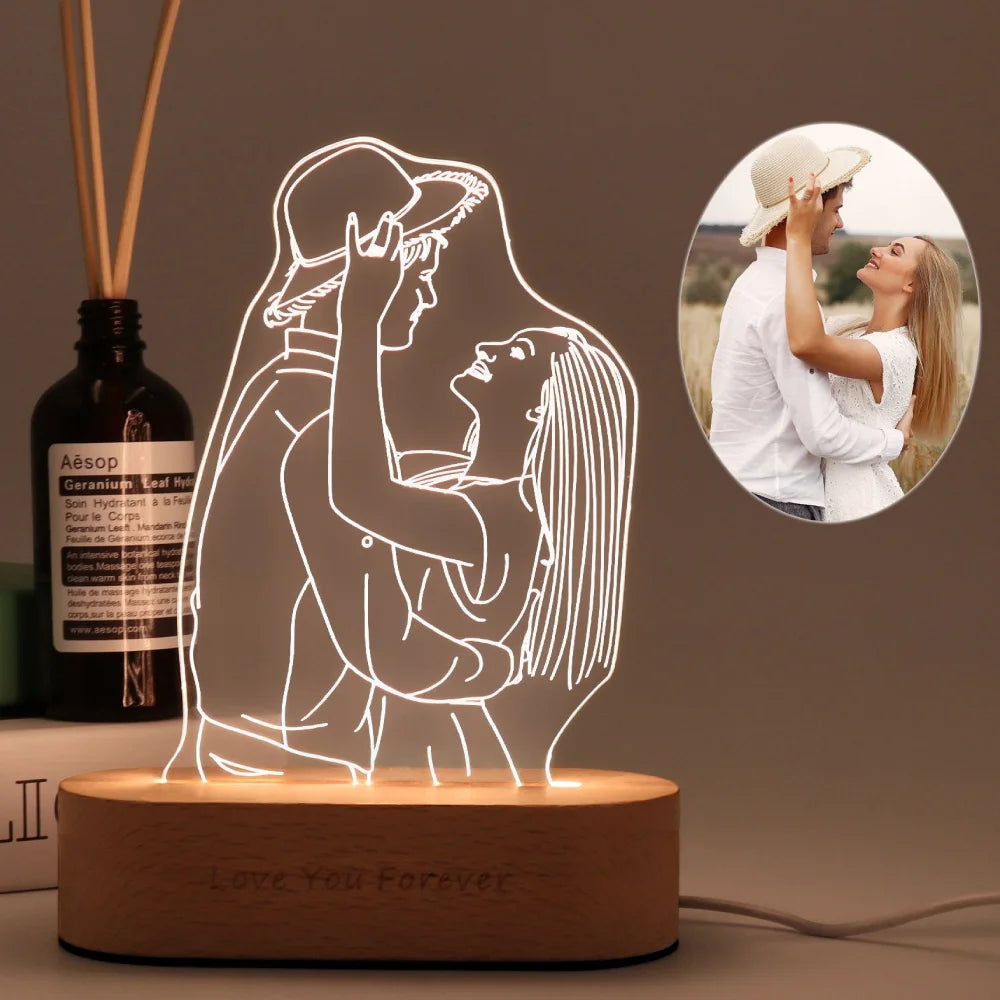 Lampe de Chevet 3D Personnalisée avec Photo - lampechevetdesign.com