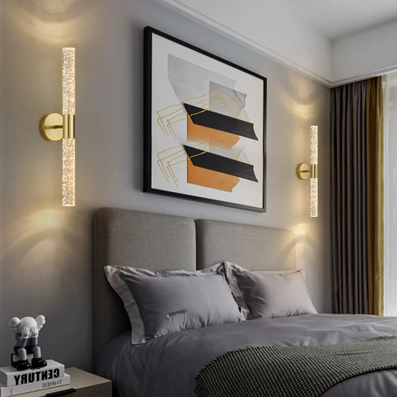 Lampe de chevet Murale Moderne LED avec Tige en Cristal - lampechevetdesign.com