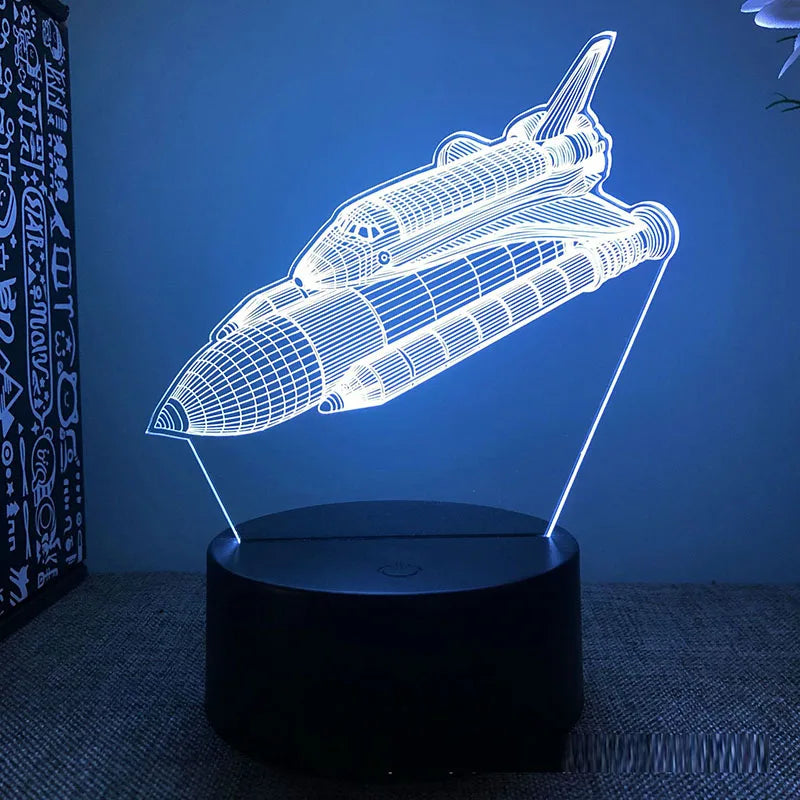 Lampe de chevet 3D LED Avion Bateau Fusée - lampechevetdesign.com