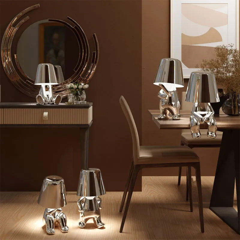 Lampe de chevet Tactile Rechargeable Or & Argent - lampechevetdesign.com