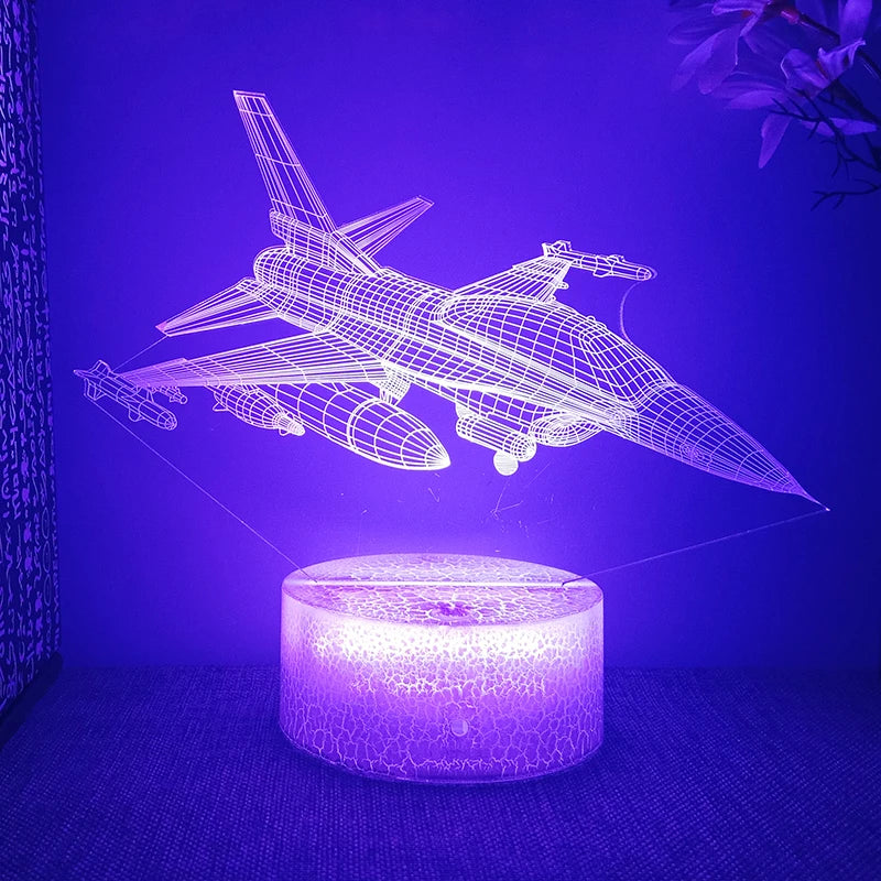 Lampe de chevet 3D LED Avion Bateau Fusée - lampechevetdesign.com