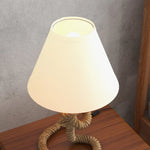 Lampe de Chevet Rustique Corde Abat-jour Tissu - lampechevetdesign.com