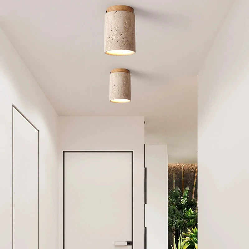 Lampe de Chevet Plafond LED en Pierre Japonaise - lampechevetdesign.com