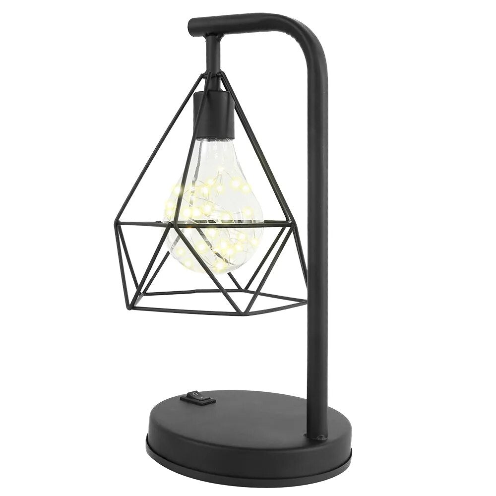 Lampe de chevet Noir Industrielle Géométrique - lampechevetdesign.com
