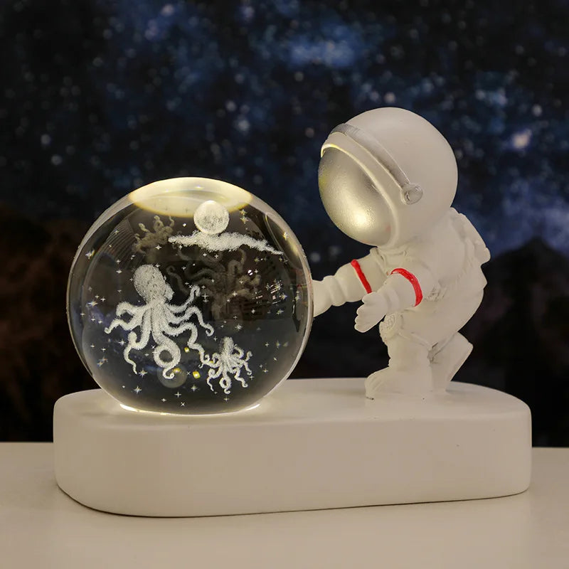 Lampe de chevet Astronaute Boule de Cristal - lampechevetdesign.com