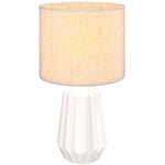 Lampe de Chevet Rétro en Céramique avec Abat-jour Lin Beige - lampechevetdesign.com
