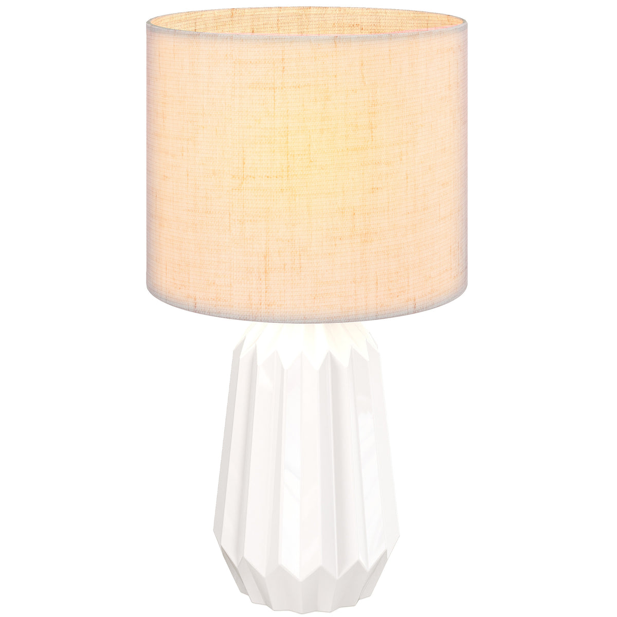 Lampe de Chevet Rétro en Céramique avec Abat-jour Lin Beige - lampechevetdesign.com